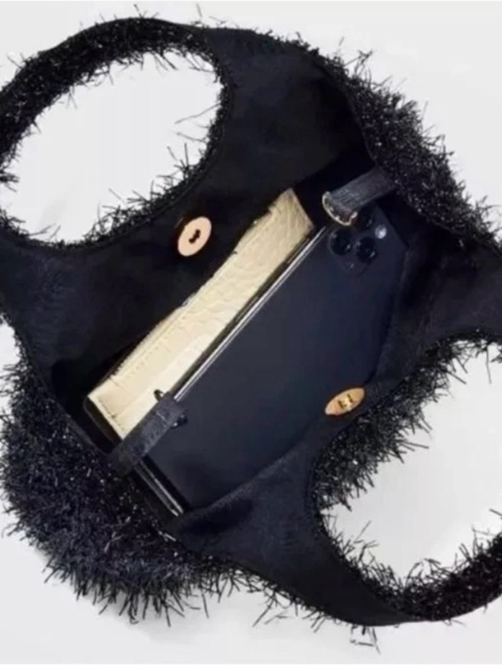 A New Day Tinsel Sparkle Black Textured Mini Party Bag | OS | NWT - Picture 2 of 6